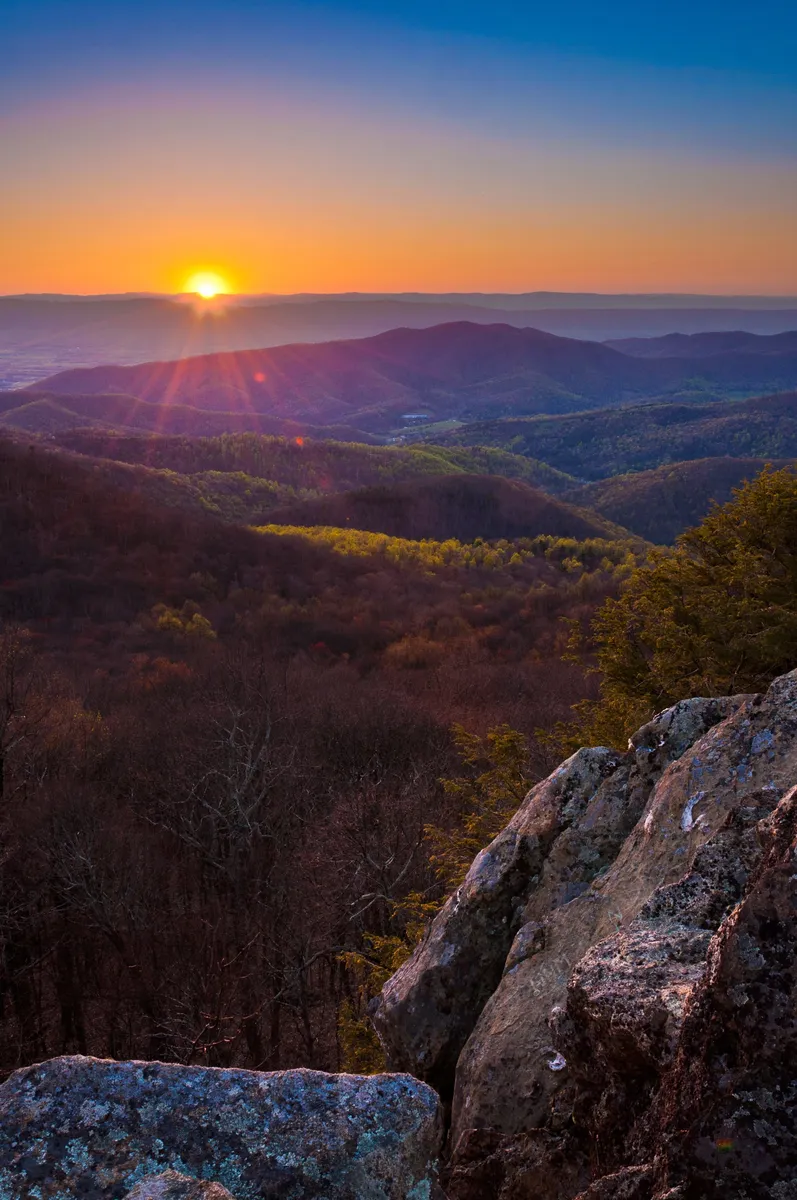 Sunset over Blue Ridge mountains